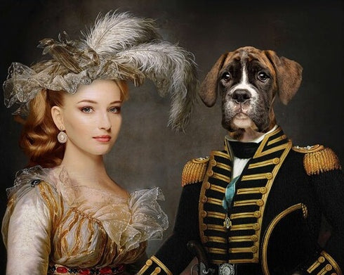 Custom Hand-Drawn 2-Person-Pet Portrait