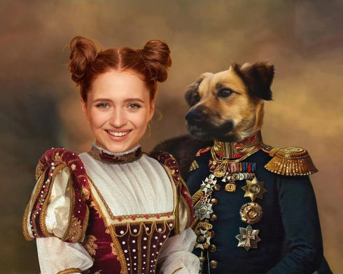 Custom Hand-Drawn 2-Person-Pet Portrait